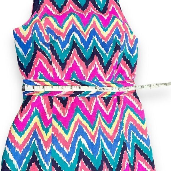 Lilly Pulitzer Kirkland Hearts A Flutter Chevron Keyhole Back Colorful Dress - 4 - Picture 12 of 14